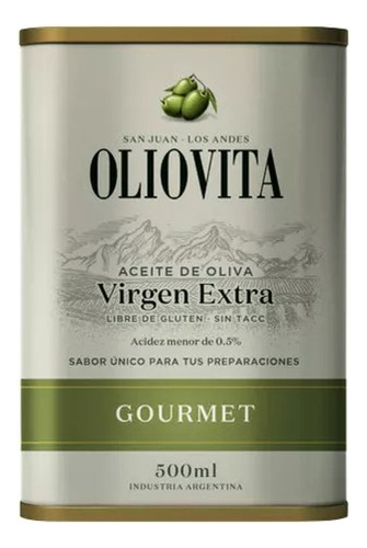 Aceite De Oliva Extra Virgen Oliovita Gourmet Lata 500ml X6u