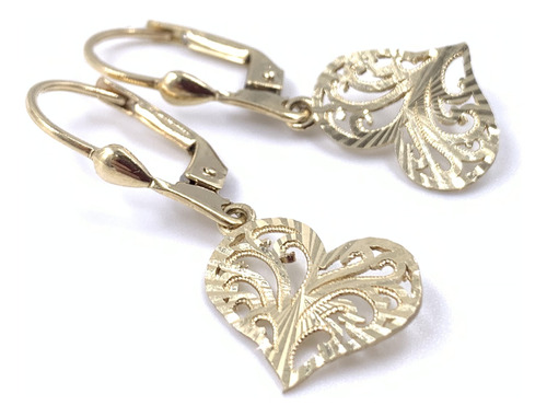 Aretes Para Dama Oro Amarillo 14 K 2 Gr  Corazón  (nuevo)