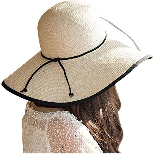 Sombrero De Paja Para Mujer Con Ala Ancha Plegable