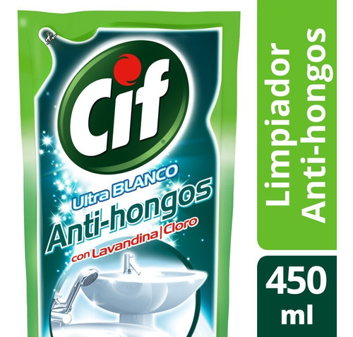 Cif Baño Ultra Blanco Anti Hongo Con Lavandina 450 Ml