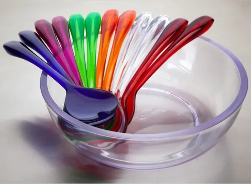 comprar Cubiertos De Ensalada De Acrílico Set X 2 Colores Color Púrpura
