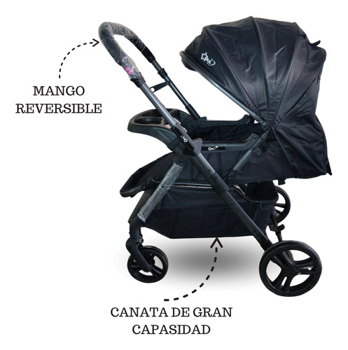 Carriola Para Bebé De Mango Reversible Negro Negro