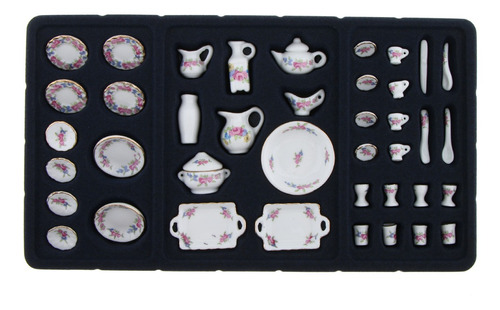 1/12 Sistema De Juguete Mini Tea Set De Flores De Porcelana