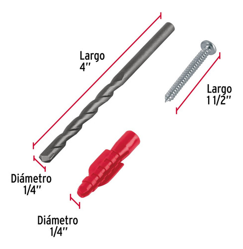 Juego De 20 Taquetes 1/4' Con Pijas #8 Y 1 Broca 1/4, Fiero