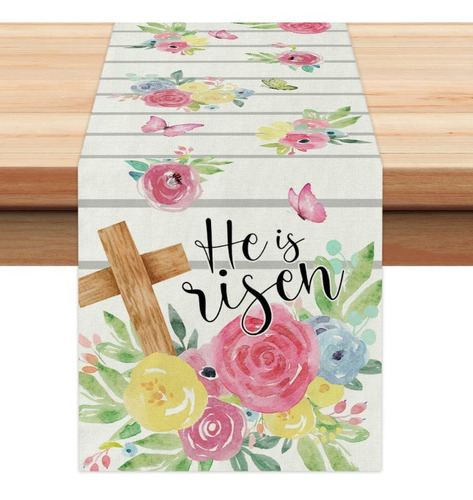 Arkeny Camino Mesa Pascua 72  He Is Risen Cross Floral Home