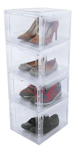 Cajas De Zapatos Transparentes Apilables - 20 Unidades, 33x23x14 Cm, Organizador De Plástico PP