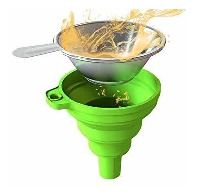 Embudo Plegable De Silicona 3dman Con Vaso De Filtro De Resi