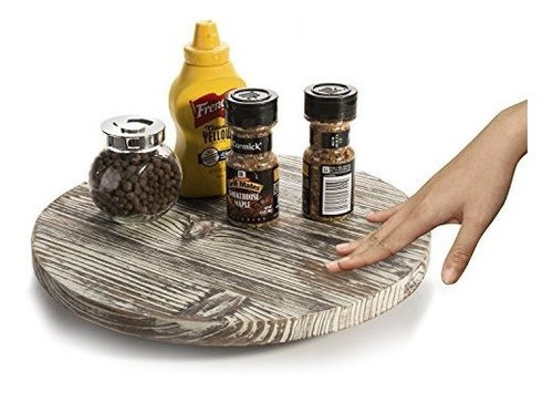 Mygift - Tocadiscos Lazy Susan De Madera Encendida De 13 Pul