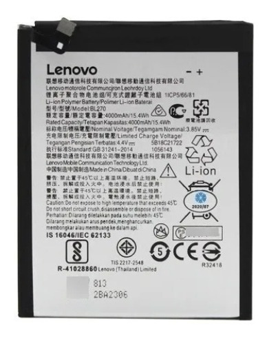 Bateria Pila Lenovo Bl270 K8 Note Xt1902-3 4000mah