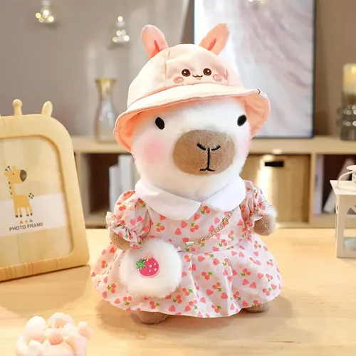 Set De Peluche Capibara Con 14 Accesorios De Ropa Y Complementos – Animal De Peluche Con 6 Vestidos, 4 Bolsos, 2 Sombreros Y Bufanda, Regalo De Cumpleaños Y Navidad Para Niños