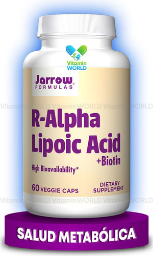 Jarrow Formulas R-acido Alfa Lipoico + Biotina 60 Caps Vegan Sabor Sin Sabor