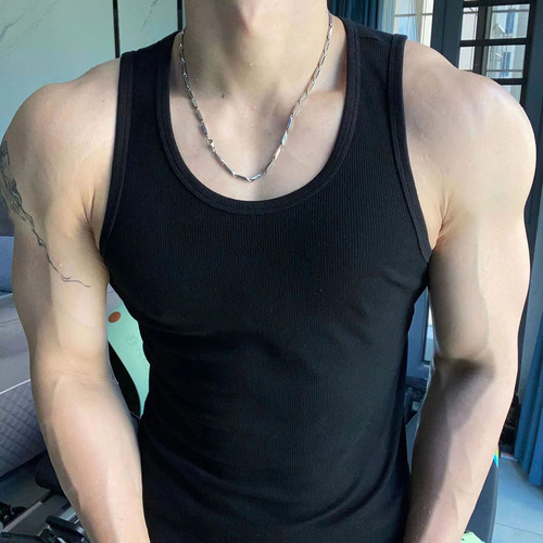 Camiseta Sin Mangas Ice Silk Fitness Para Hombre, Cuello Red
