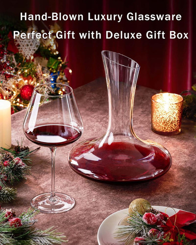Jbho Hand Blown Italian Style Crystal Burgundy Wine Glass...
