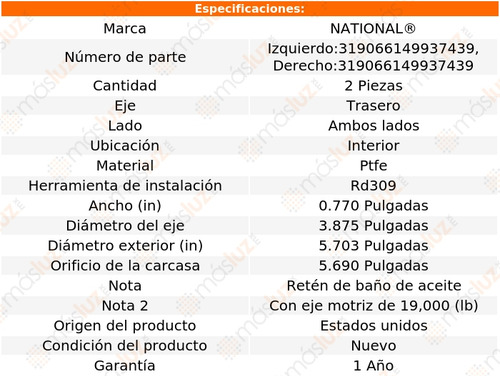 Retenes Rueda Tras Int P/gmc T6500 04/09 National