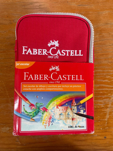 Estuche Rojo De Colores Faber Castell Set Escolar