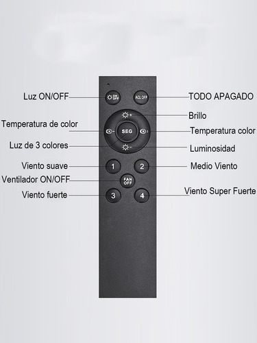 Lámpara Con Ventilador Techo 7 Aspas 150w Con Luz 3 Colores