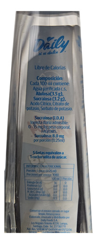 Endulzante Daily Gotas Alulosa 270ml, Libre de Gluten y Calorías