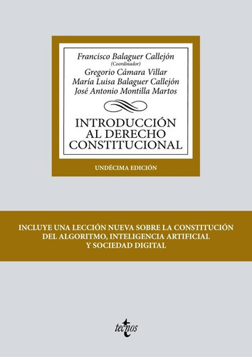 Introduccion Al Derecho Constitucional, De Balaguer Callejon, Francisco. Editorial Tecnos, Tapa Blanda En Español