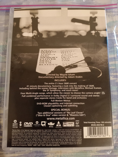 Dvd Metallica S & M Con Michael Kamen Original Usado (Usado)
