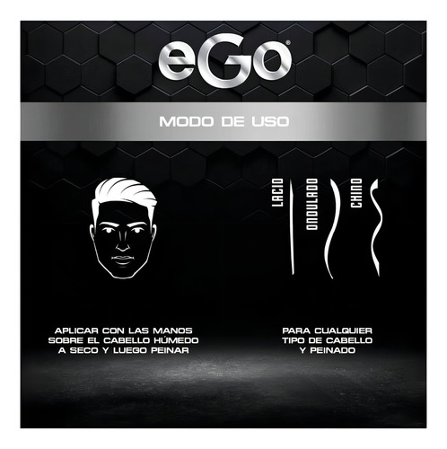 Gel Fijador Para Cabello Ego Black 1350 Ml Maxima Fijación