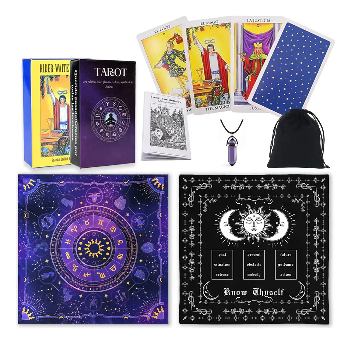 6pzs Tarot Rider Waite Español + Tapete Para Lectura