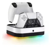 Comprar Base Cargador Rapida Doble Joystick Ps5 Leds Colores Rgb Color Blanco