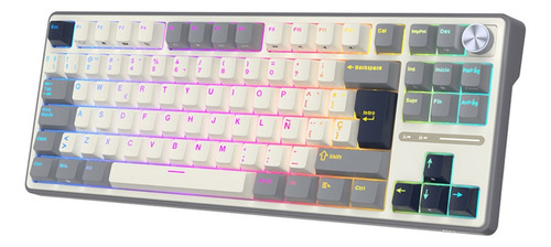 Teclado Mecánico Royal Kludge R87 Pro Rgb Halfgrey S Brown Ñ Teclado Half Grey Idioma Español España