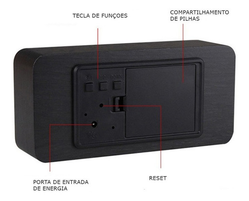 Relógio Mesa Digital Led Mdf Despertador Com Temperatura