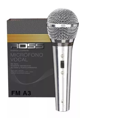 Micrófono Vocal Ross Fm-a3 Switch On-off Y Cable Xlr/plug