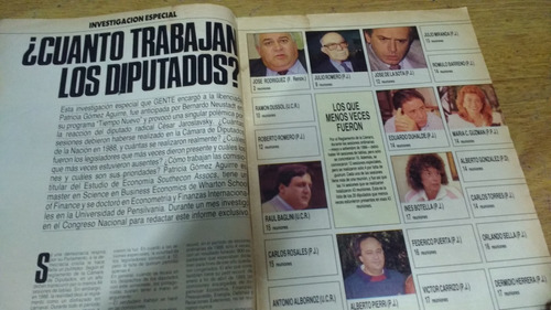 Revista Gente N° 1255 Diputados Cuanto  Trabajo   Año 1989