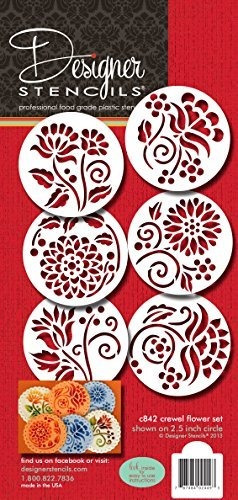 Set De Estampillas De Flores Crewel Por Designer Stencils