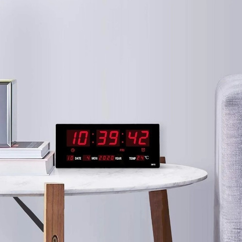 Reloj Mural Digital 45cm Led Con Termometro Alarma Melodía