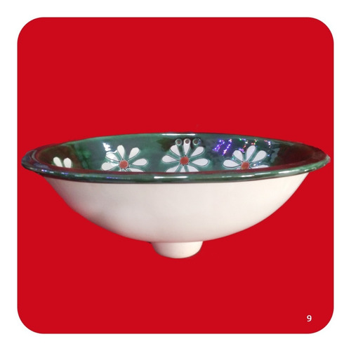 Imagen 2 de 3 de Lavabo Grande Color De Cerámica Tipo Talavera 44x36x17 Cm M9
