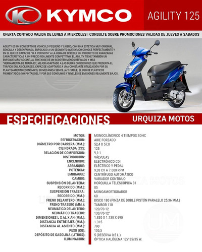 Imagen 4 de 4 de Agility 125 Moto Scooter Kymco Vespa 0km Urquiza Motos 2023