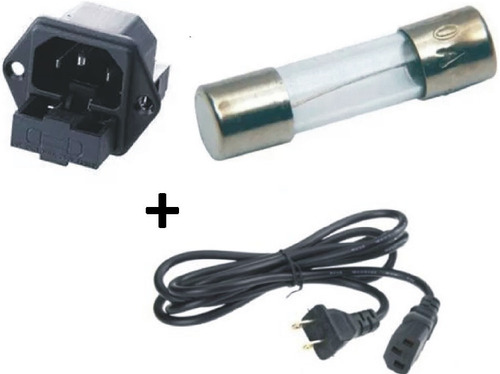 25 Conector Tomacorriente C14 Macho C/ Portafusible+25 Fusib