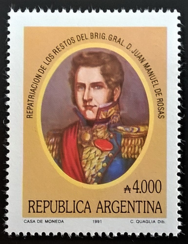 Argentina, Sello Gj 2543 Juan M. De Rosas 1991 Mint L13670