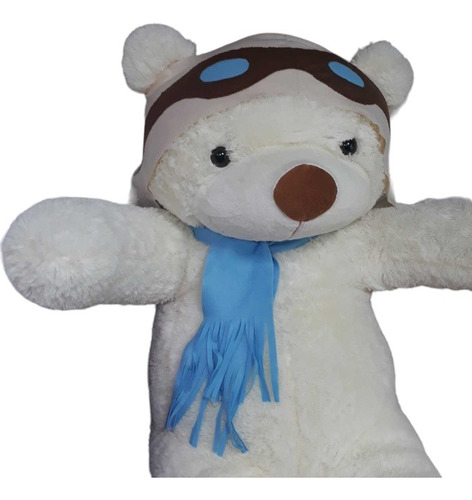 Urso Branco Creme Aviador Grande Gigante 1,40 Metros 140cm 