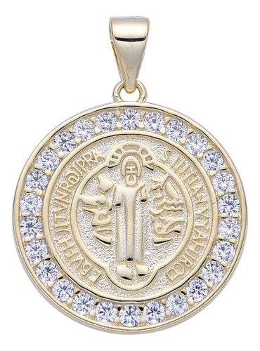 Dije Medalla San Benito En Plata Con Oro Proteccion