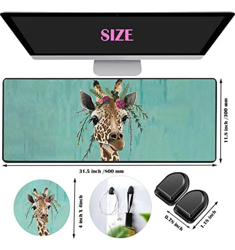 Mouse Pad Rvhoezzm RVH-R1-Mouse-011 jirafa con tocado floral.