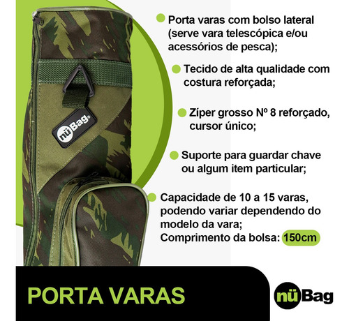 Porta Varas 1,90m Com Bolso E Alça Espaço Conforto Pratico