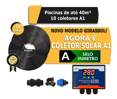Kit Aquecimento Solar Piscina 10 Placas A1 Girassol + G200