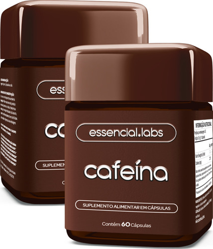 02 POTES da CAFEÍNA 100% PURA 200mg por Cápsula - 60 Cápsulas - Termogênico com Fórmula Concentrada para a Máxima Absorção e Desempenho
