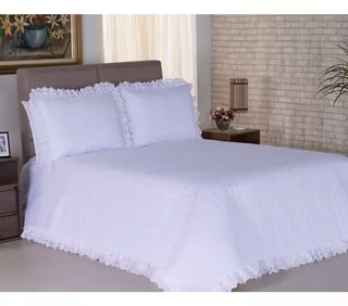 Kit Colcha Cobre Leito Cama Casal King Branco 3 Peças Macio