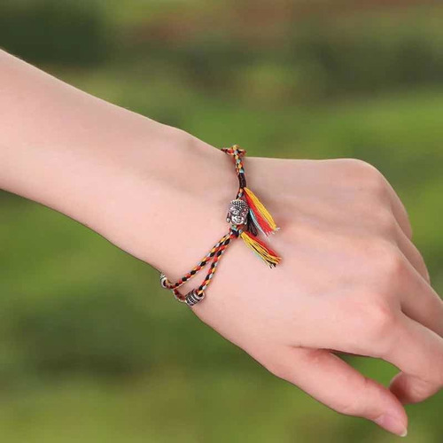 Set Pulsera Tibetana Protección, Abundancia Y Pulsera Buda Diámetro 18 Cm