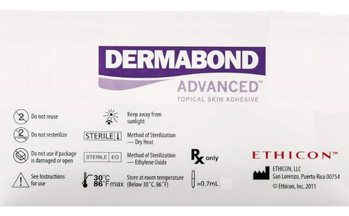 2tubo .7ml Dermabond Avanzado Adhesivo Tópico Cierre Herida