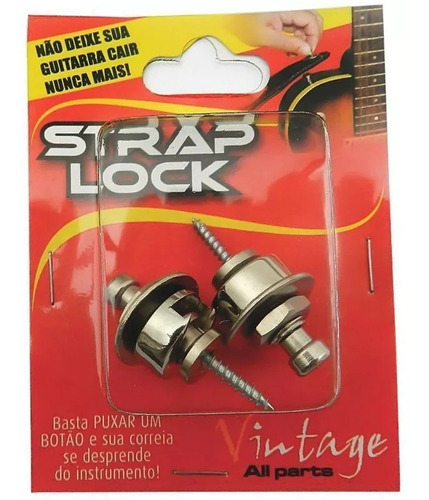 Strap Lock Trava De Correia Cromado P/ Guitarra Violão Baixo