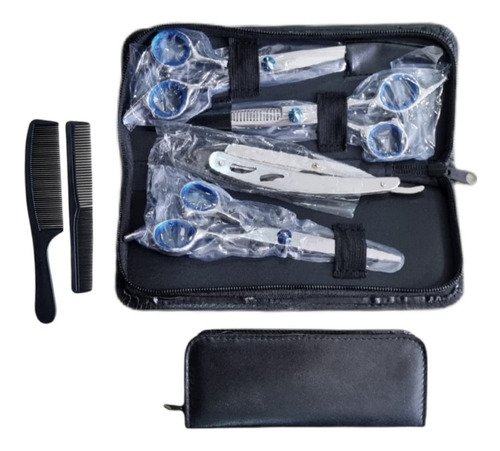 Imagem 3 de 3 de Kit Tesouras Profissional Cabelereiro Barbeiro
