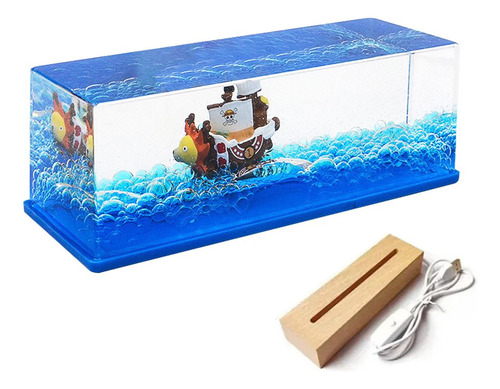 Barco Fluido Líquido Thousand Sunny One Piece Com Base Led