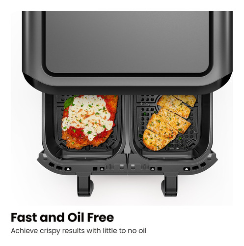 Freidora De Aire Doble Canasta Con Interfaz Digital Chefman Negro