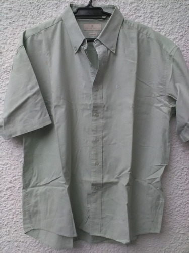 Camisa Manga Corta Verde Clara Pierre Cardin Xl.